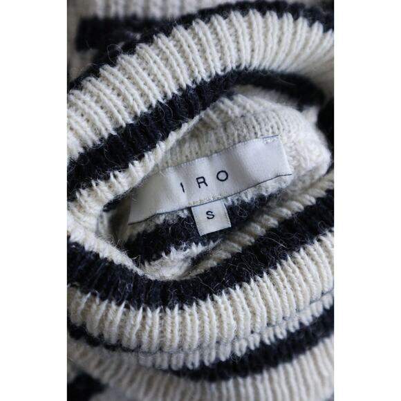 IRO Size S Seely Alpaca Wool Knit Turtle Neck Sweater Black White Stripes - Picture 14 of 15